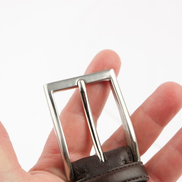 BKE Mens Belt Size 38 Dark Brown Leather Business Casual Silver Tone Buckle - Picture 10 of 12